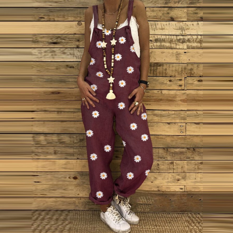 Ladies Daisy Print Casual Jumpsuit