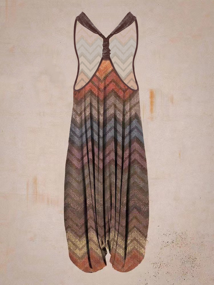 Women Summer Retro&Floral Print Sleeveless Harem Jumpsuit04