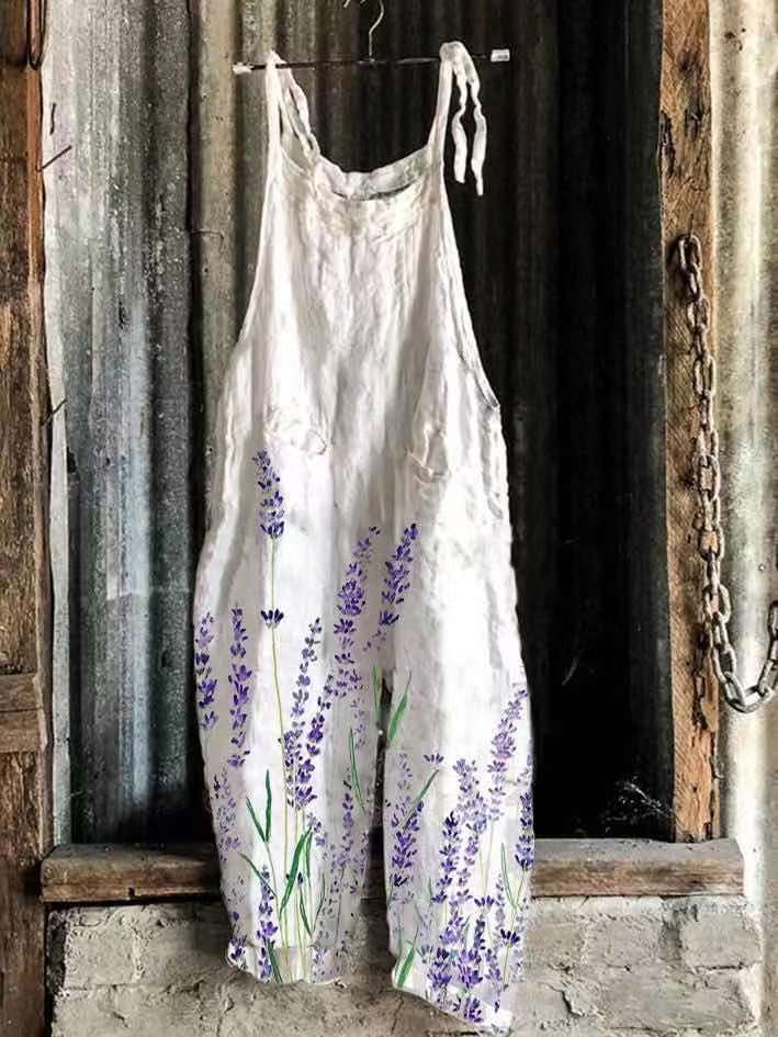 Tulip Prints Sleeveless Casual Jumpsuit